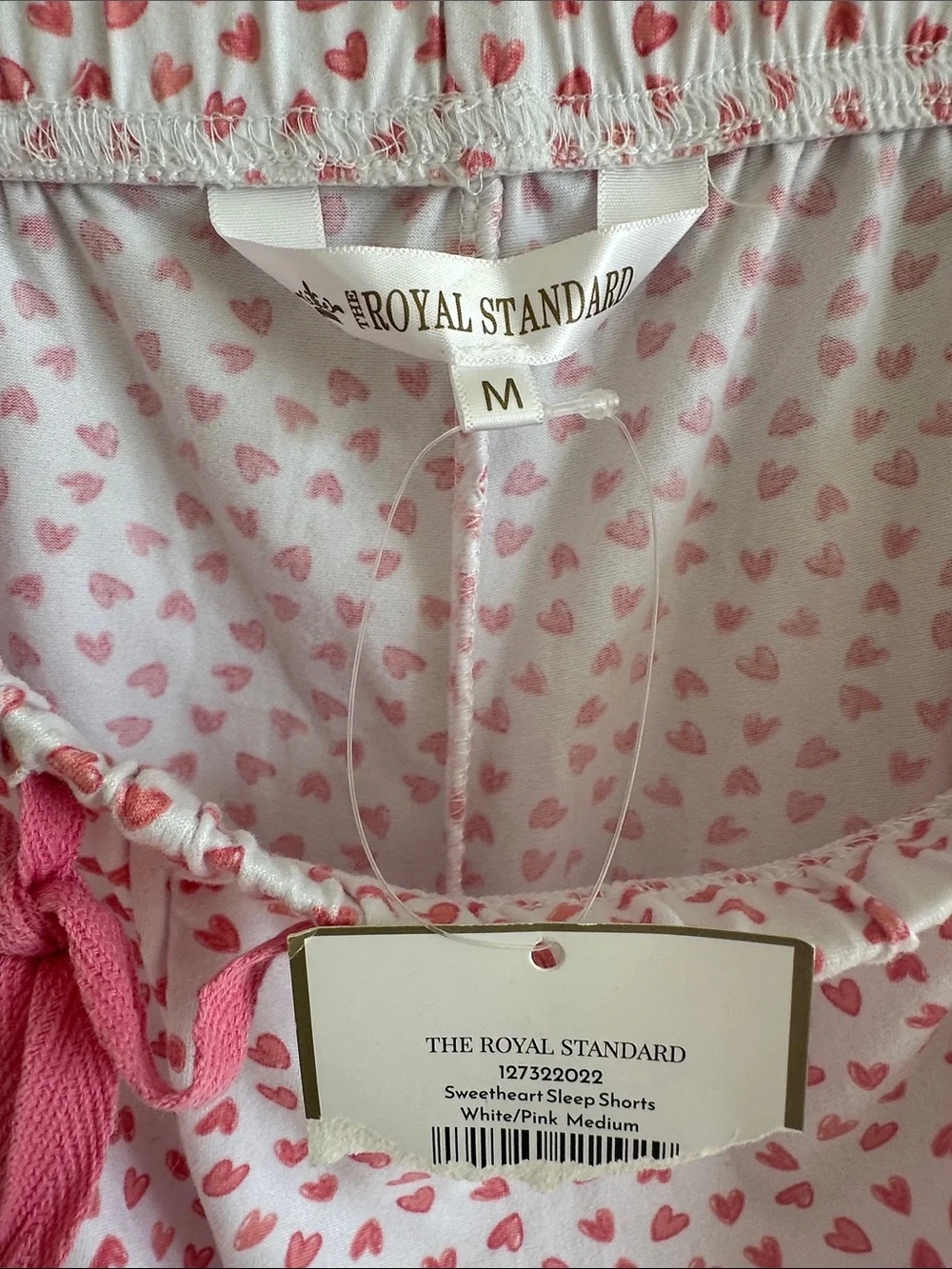 Women's White & Pink Heart Sleep Shorts